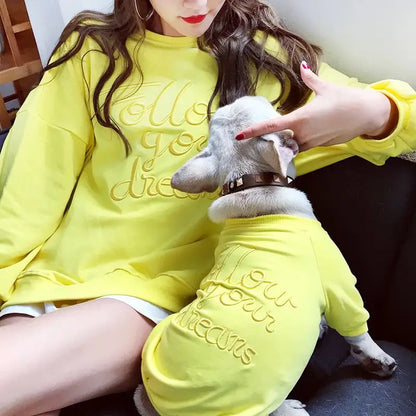 Conjunto Combinando de Estimação e Dono Estilo Pais e Filhos